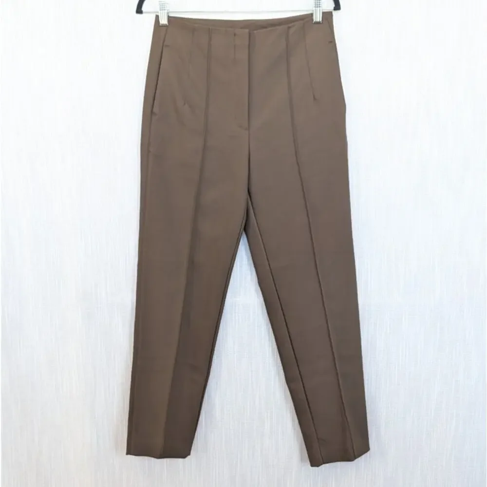 Massimo Dutti 5005/905/507 Trousers Womens 6 Green/Tan High-rise Ankle NWT